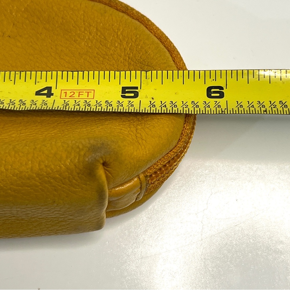 FURLA MUSTARD Yellow Leather Zip Pouch Small Coin Bag - Picture 8 of 9